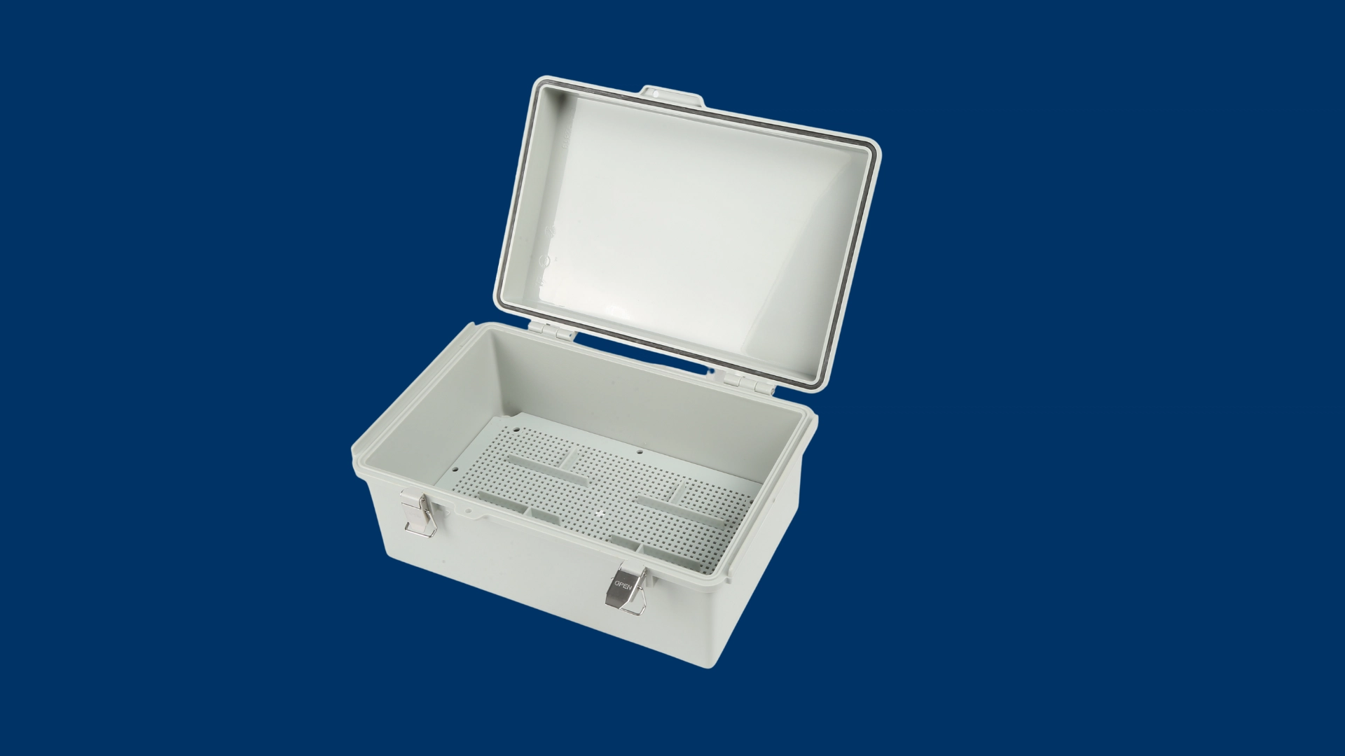 Image of the metal latch junction box Top View